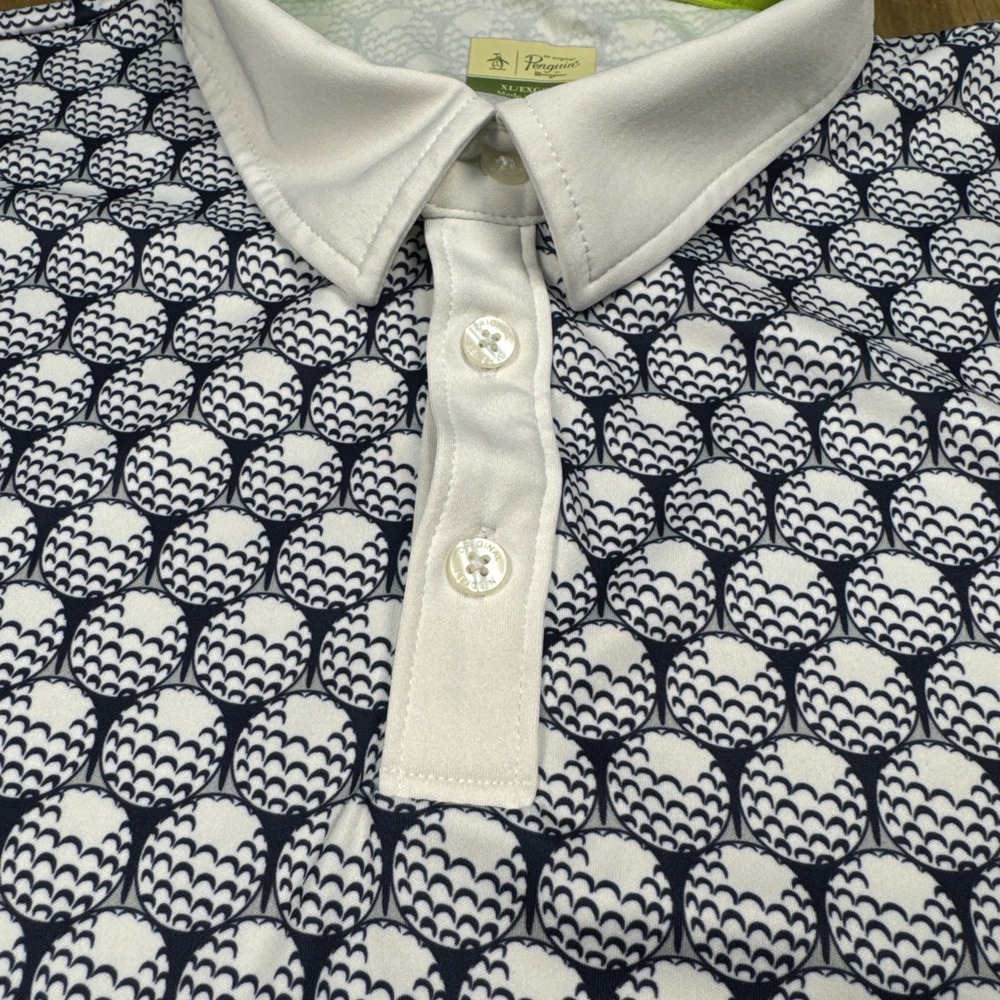 Penguin Munsingwear Short Sleeve Polo Golf Shirt Mens XL Blue Golf Ball Print - Picture 3 of 10